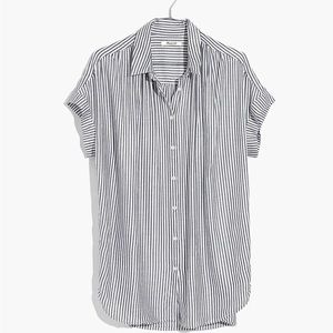 madewell women’s white black striped button down shirt M L47-48